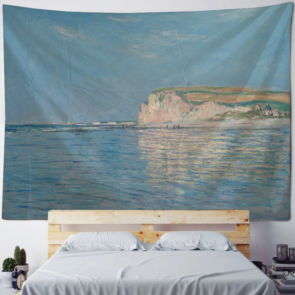 French Monet oil painting tapestry home landscape painting art wall hanging room decoration yoga mat sofa blanket bed sheet