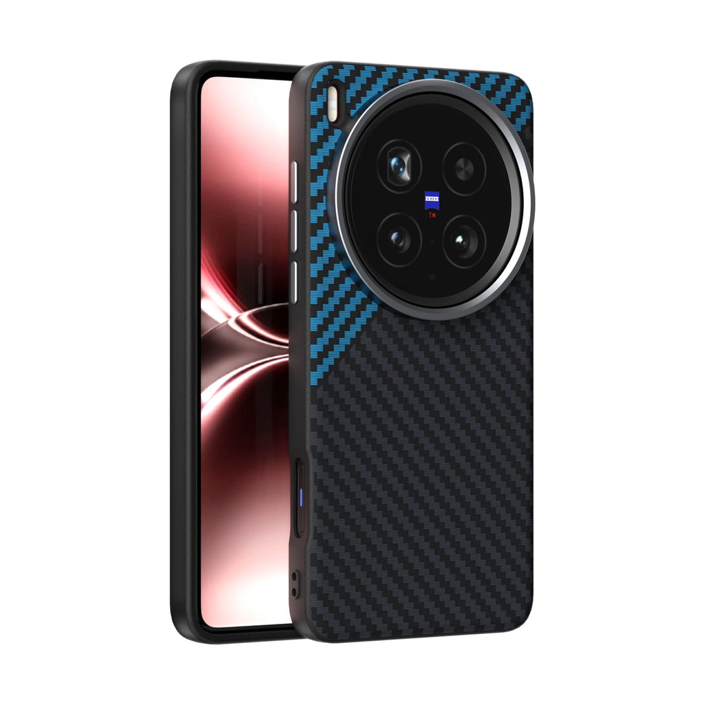 For Vivo X200 Ultra Case Magsafe Slim Rigid Alloy Lens Magnetic Wireless Charger Carbon Fiber Phone Case Cover Shell Vivo Grip
