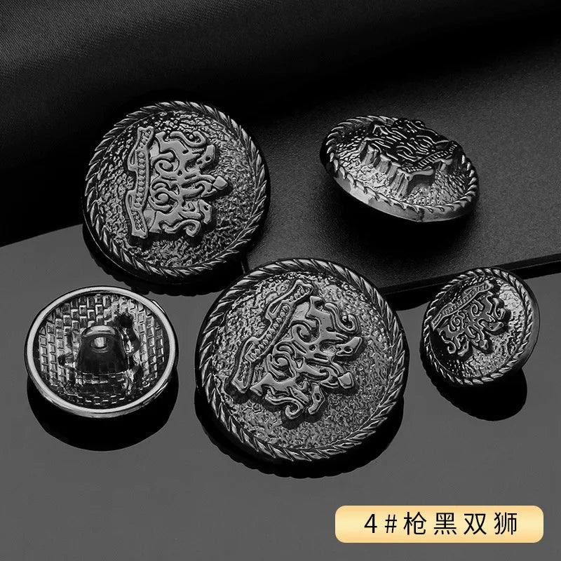 Vintage Gold Black Round Metal Shank Buttons for Diy Craft Handmade Clothing Coat Suit Sweater Scrapbooking Sewing Supplies