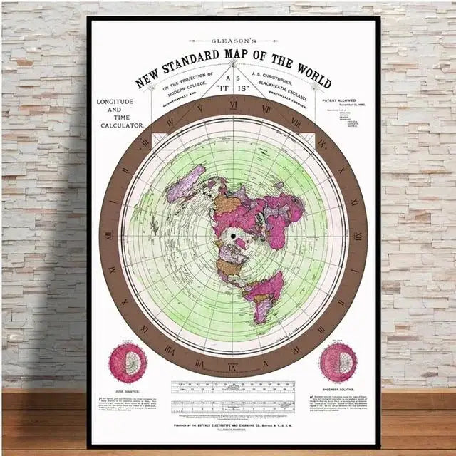 Flat Earth Map Movie World Map Modern Poster Prints Canvas Painting Wall Art Pictures for Living Room Home Decor
