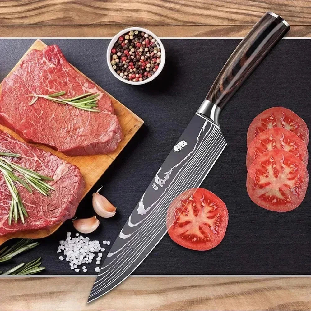 Professional Kitchen Knives Damascus Japanese Santoku Cleaver Slicing Knife Stainless Steel Boning Knife Butcher Cleaver Knife