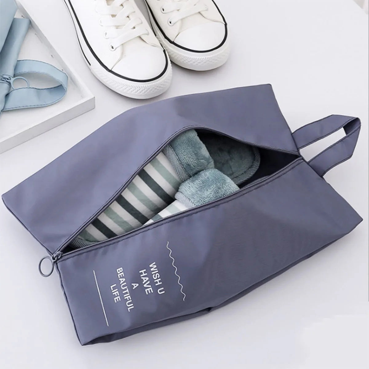 1pc-Travel Shoe Storage Bag Foldable Waterproof Shoe Bag Large