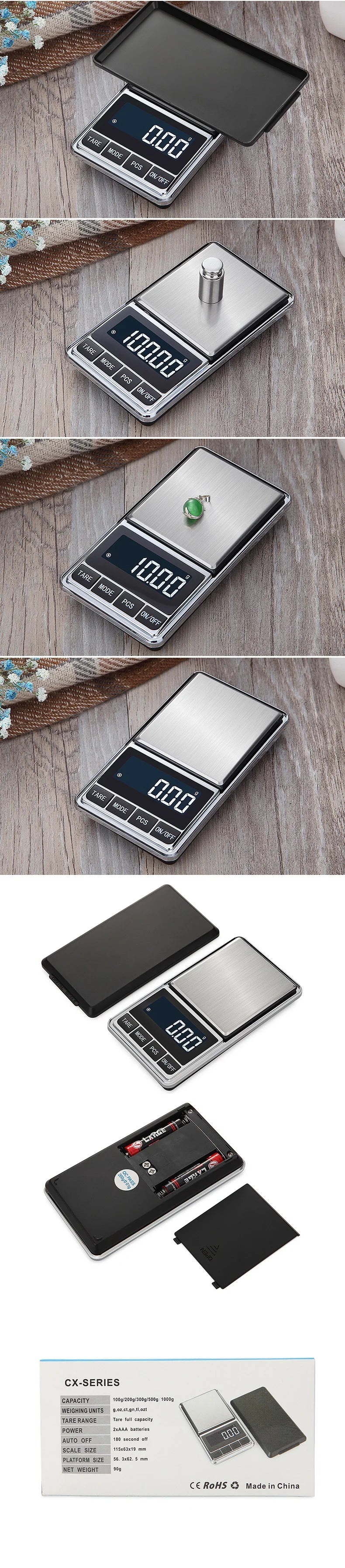 Electronic Pocket Jewelry Scale Balance Gram 0.01/0.1g Accuracy for Gold Precision Mini Pocket Scale Smart Kitchen Weight Scales