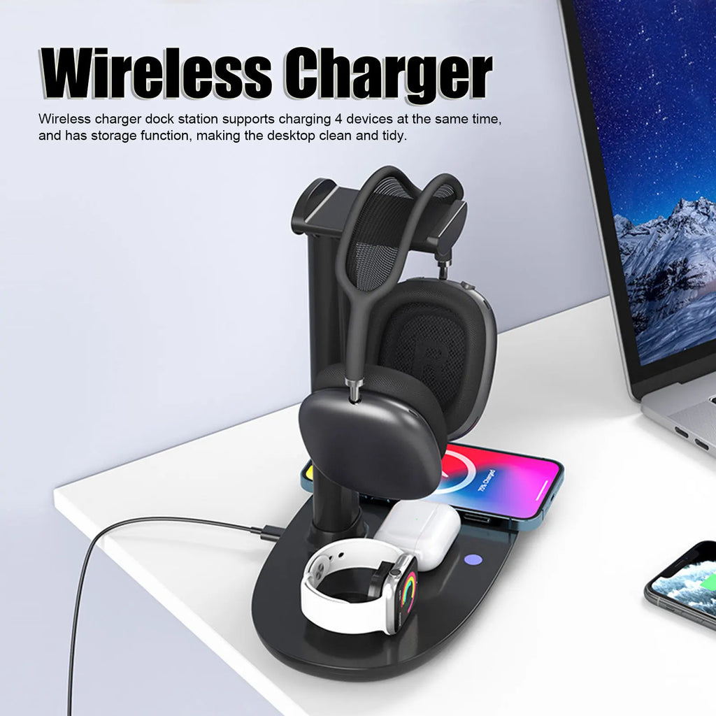 Wireless Charger Headphone Stand QI 15W Fast Charge Detachable Stylish Appearance Headphone Charging Hanger