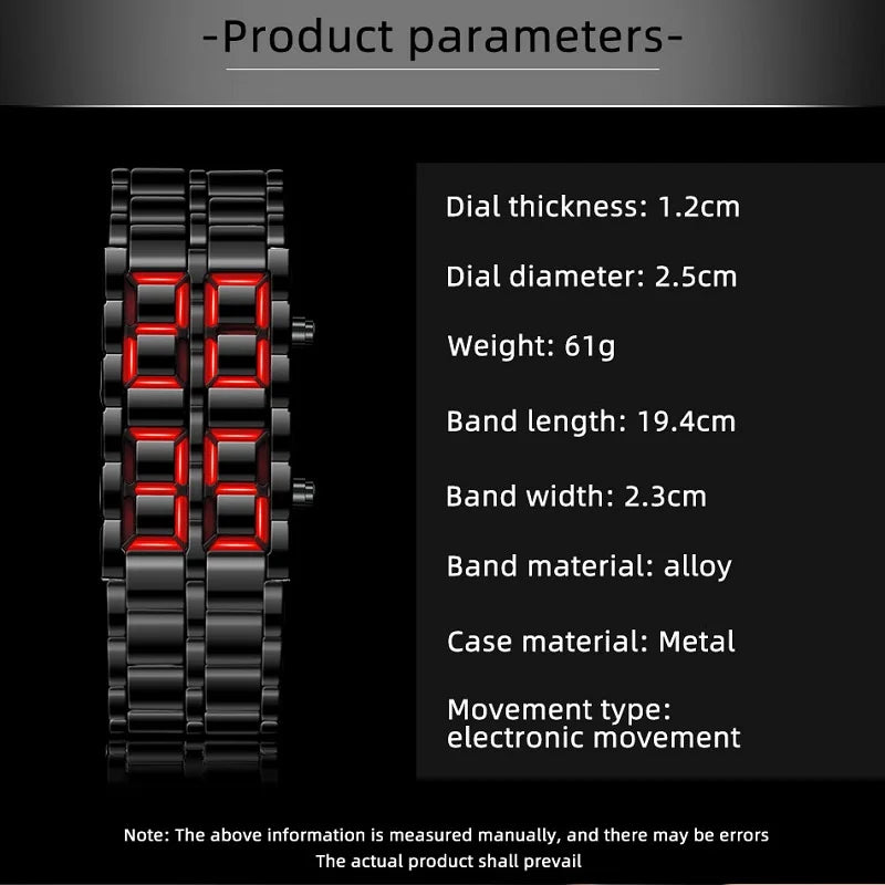 Fashion Mens Digital Lava Wrist Watch Men Black Full Metal Red