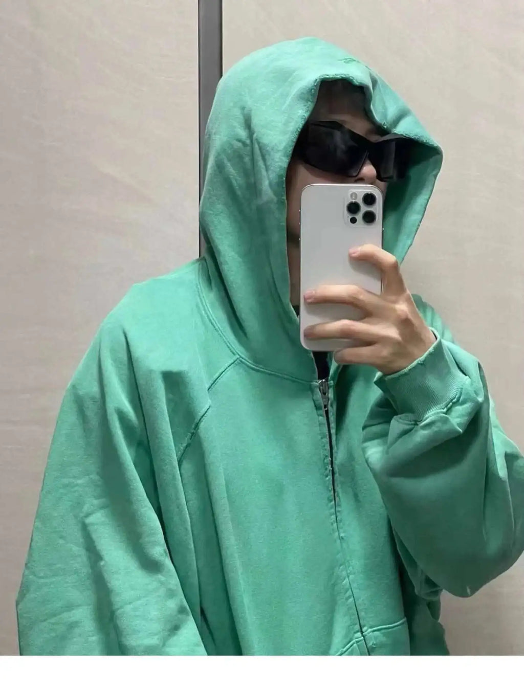 PFNW American Washed Vintage Zipper Cardigan Hooded Sweatshirt Loose Causal Men's Trendy Outerwear Oversized Tops New 28W5522