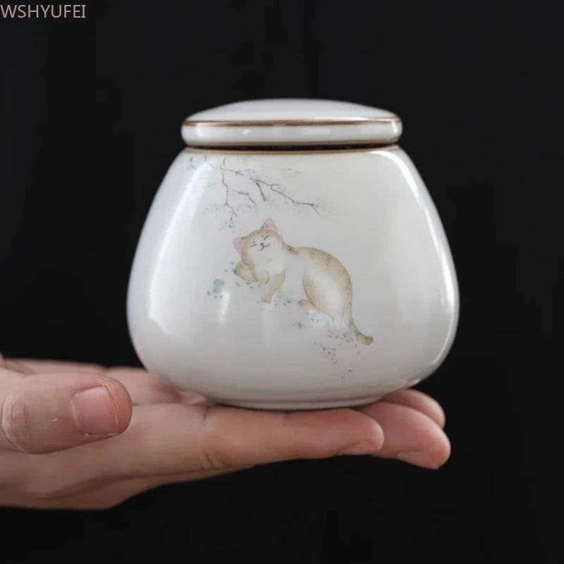 Urns for Ceramics Ashes Sealed Cremation Funeral Keepsake Human Pet Memorial Suitable Home Fireplaces Burial Ash Urn Cat