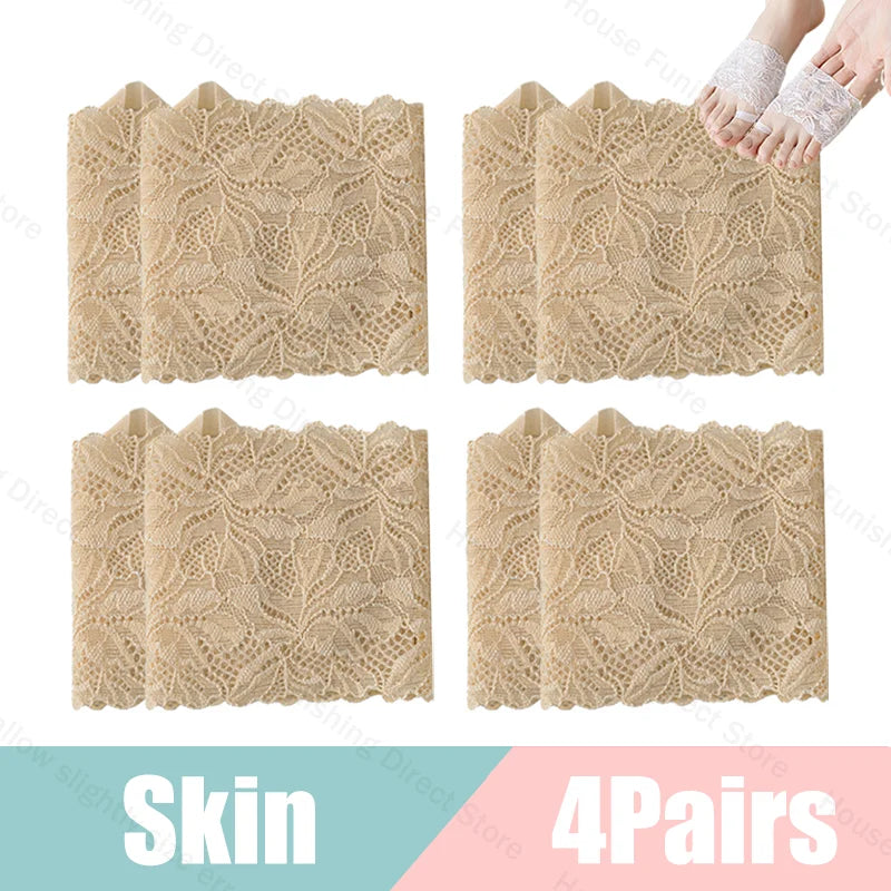 Summer Thin Lace Invisible Socks Split Toe Forefoot Socks for Women High Heel Slippers Shoes Breathable Lace Socks for Halloween