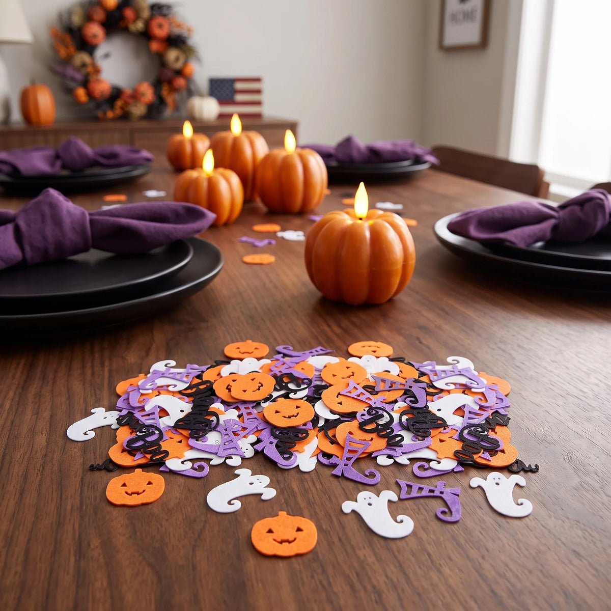 Halloween Paper Table Confetti Pumpkin Ghost Witch Boo Shapes Spooky Table Scatter Halloween Party DIY Craft Home Decor Supplies