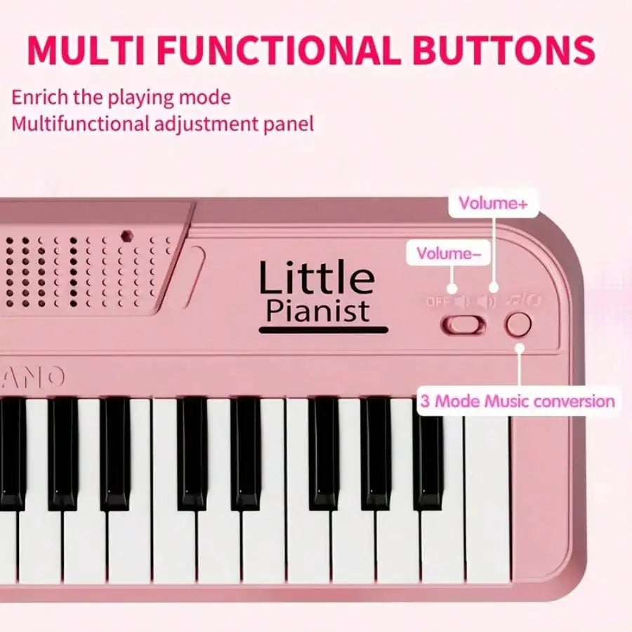 37‑Key Kids Electronic Piano Toy With Microphone &amp; Music