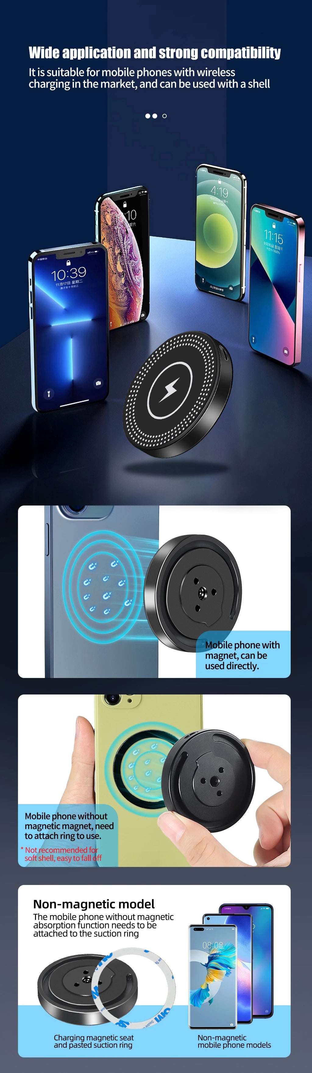 Mobile Phone Stand Holder Magnetic Wireless Charger 10W Tripod Adapter 1/4 Mount Cold Shoe for MagSafe Magnet Charging Station