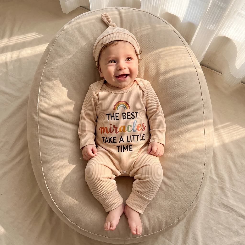 Baby Clothing Boy Autumn Fall Ribbed Romper Letter Prints
