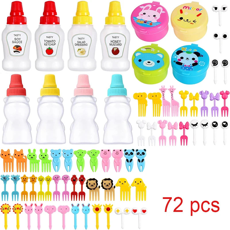 Mini Fruit Forks For Children Kids Cute Animal Food Picks Snack Toothpicks With Vegetable Cutter Set Silicone Lunch Box Dividers