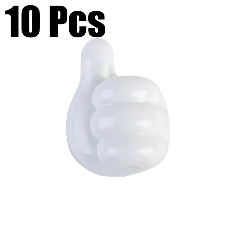 10PCS Thumb Wall Hook Cable Clip Wire Desk Organizer Brush Storage Wall Sticker Gadgets for Home/Office/Car USB Cable Organizer