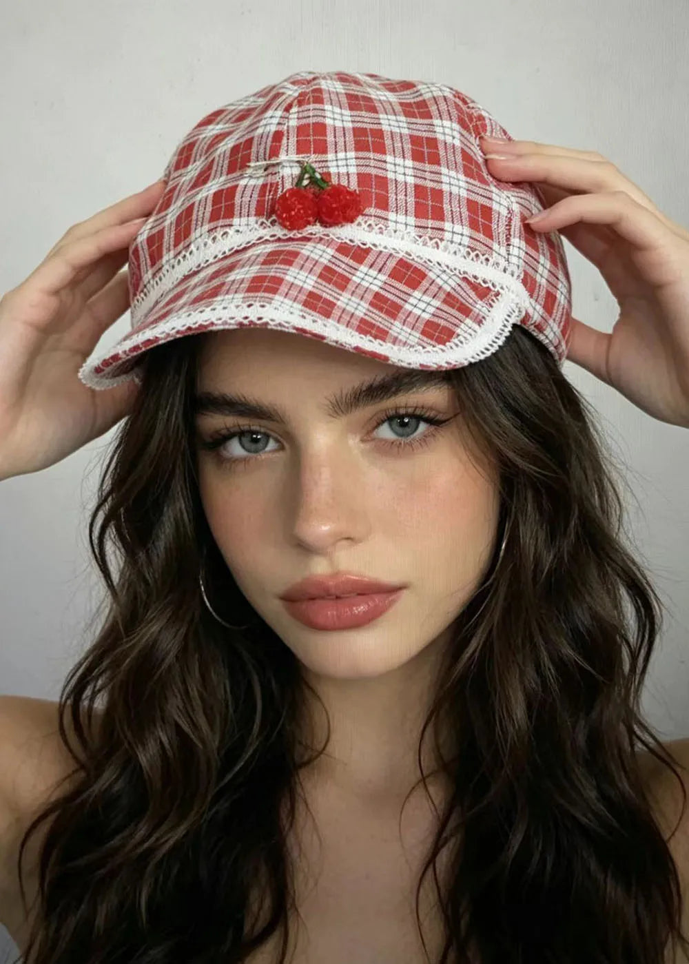 Pink Floral Women Baseball Hat Soft Cotton Embroidery Strawberry