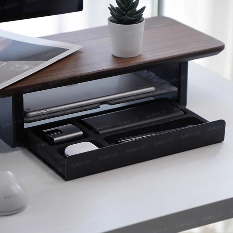 Monitor Stand Riser Storage Drawers Office Desk Organizer Computer Storage Shelf Ergonomic Desk Accessory for Home Office Setup