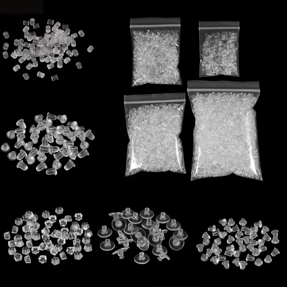 200-2000pcs Soft Silicone Rubber Earring Back Stoppers for Stud