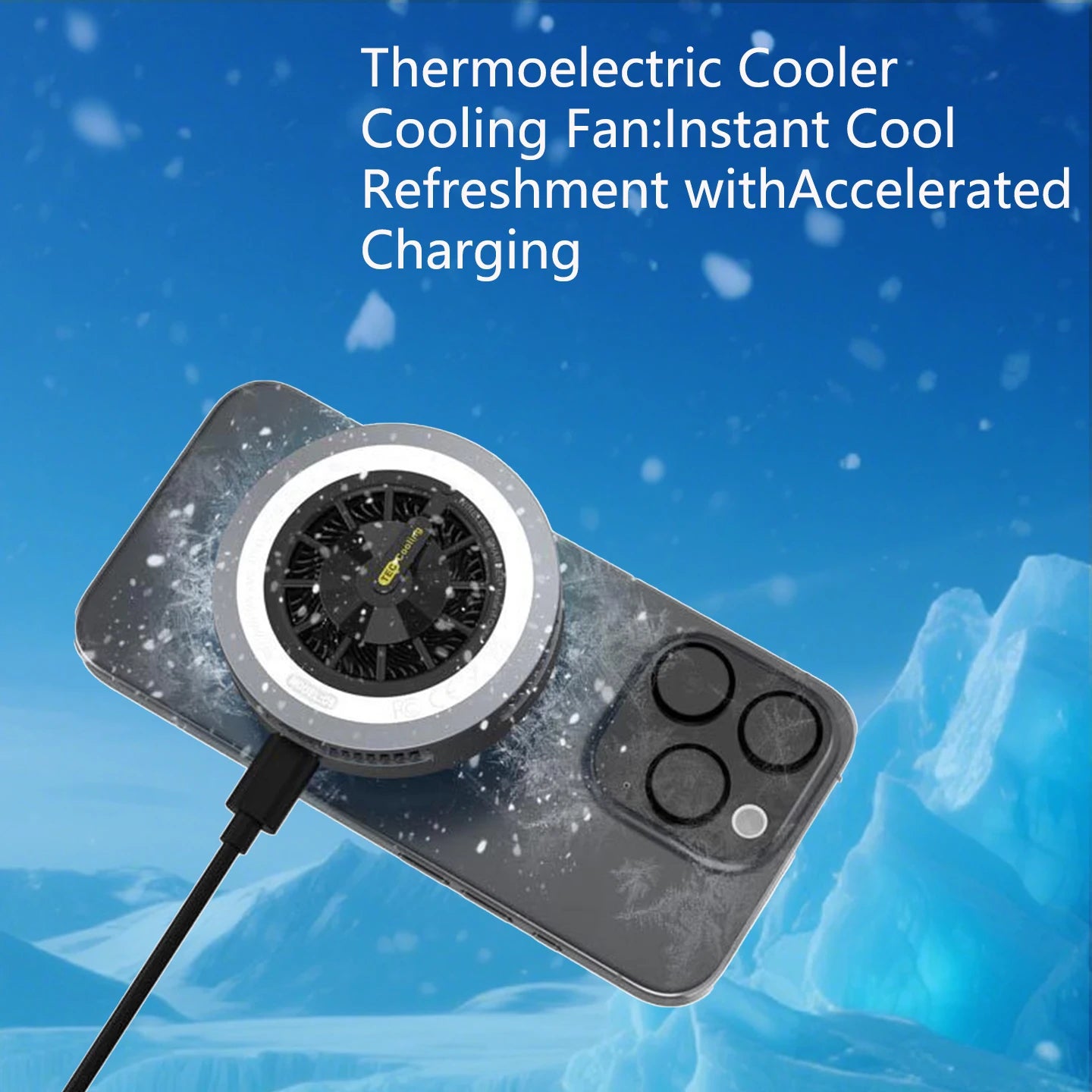 2025 Qi2.2 25w semiconductor-cooled mobile phone radiator, portable magnetic wireless charger with RGB lights.