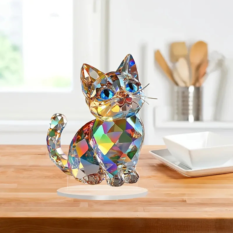 Artistic Crystal Cat Sculpture 1 Cute Home Desktop Decoration Ideal Gift for Family And Friends Suitable for Bedroom Decor