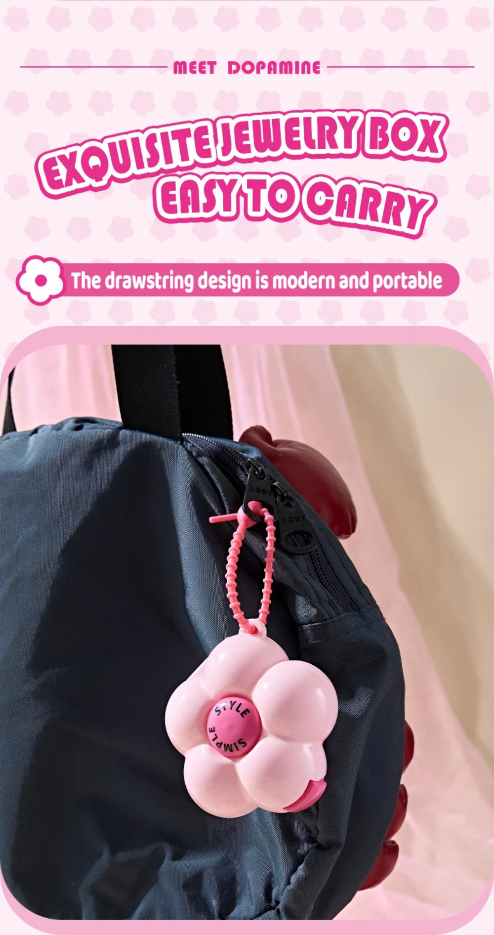 Cute Flowers Storage Box Pendant Dopamine with Dividers Jewelry Case Waterproof Plastic Medicine Box Travel