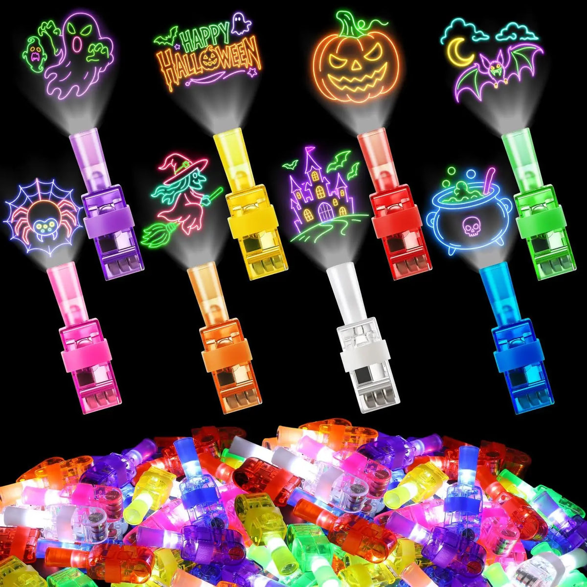 Neon Halloween LED Finger Lights, Pack of 40