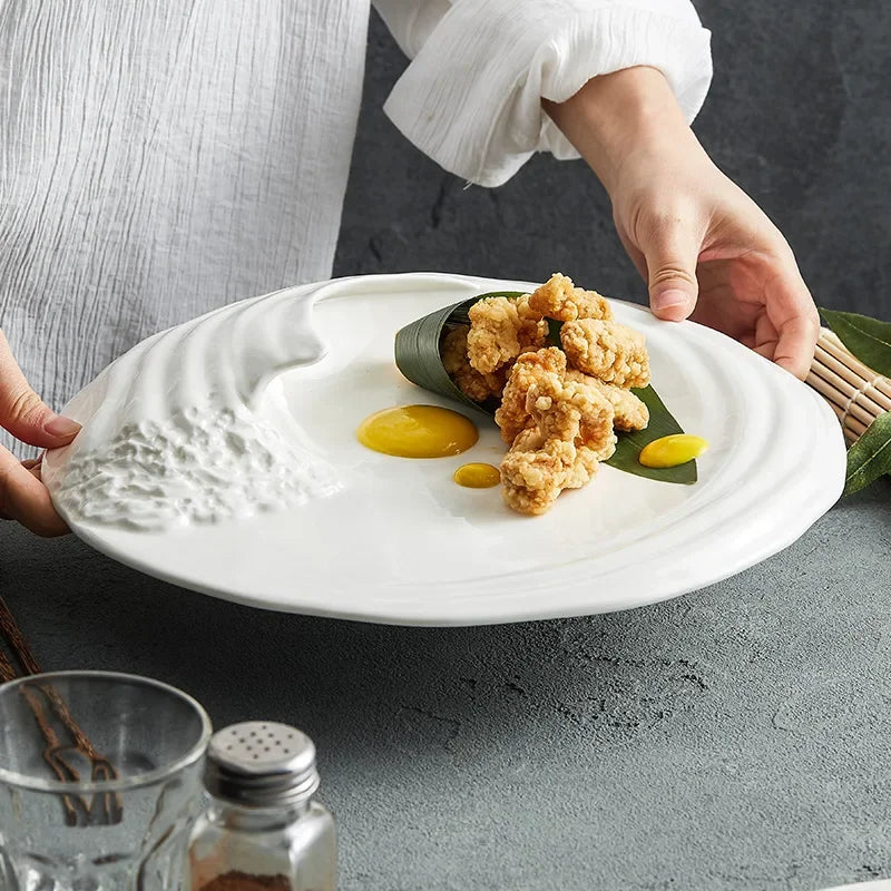 Creativity Hailang Stereoscopic Ceramic Tableware Special-shaped Western Food Flat Plate High-grade Cold Dishes Set In The Hotel