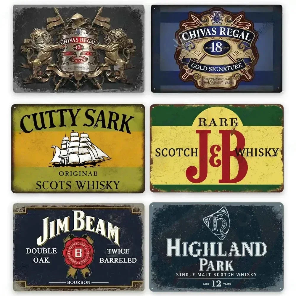 Retro Whiskey Plaque Metal - Enhance your decor with this lovely vintage metal sign. Ideal for pub,bar,club,living room,man cave