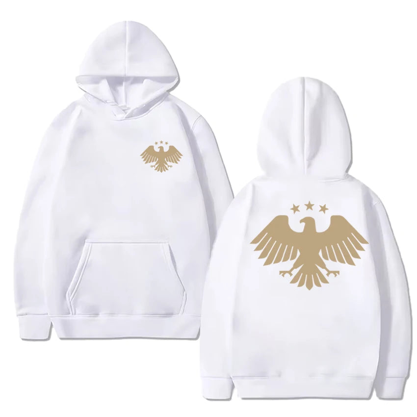 Autumn Winter Men women harajuku black Sweatshirt Eagle of Syria Double Sided Graphic Hoodie Unisex Fleece Long sleeve pullovers