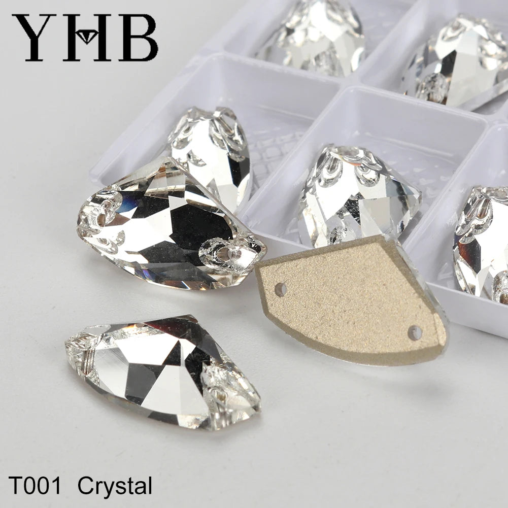 YHB Top Quality Galactic Axe Glass Crystal AB Moonlight Sewing Stones Flatback Sew on Rhinestones For Garment Clothes Bags