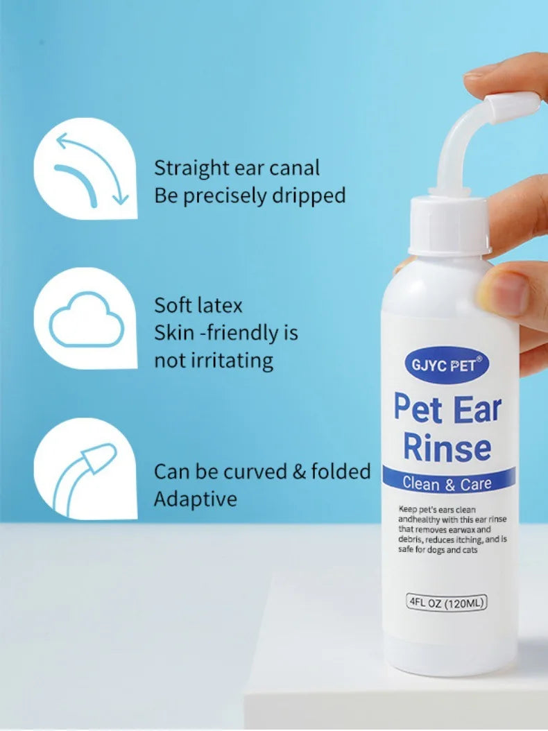 Ear Cleaner Drops for Cats Dogs Gentle Earwax Removal Mite Prevention with Hypoallergenic Formula 120ml Safe Ear Rinse Solution