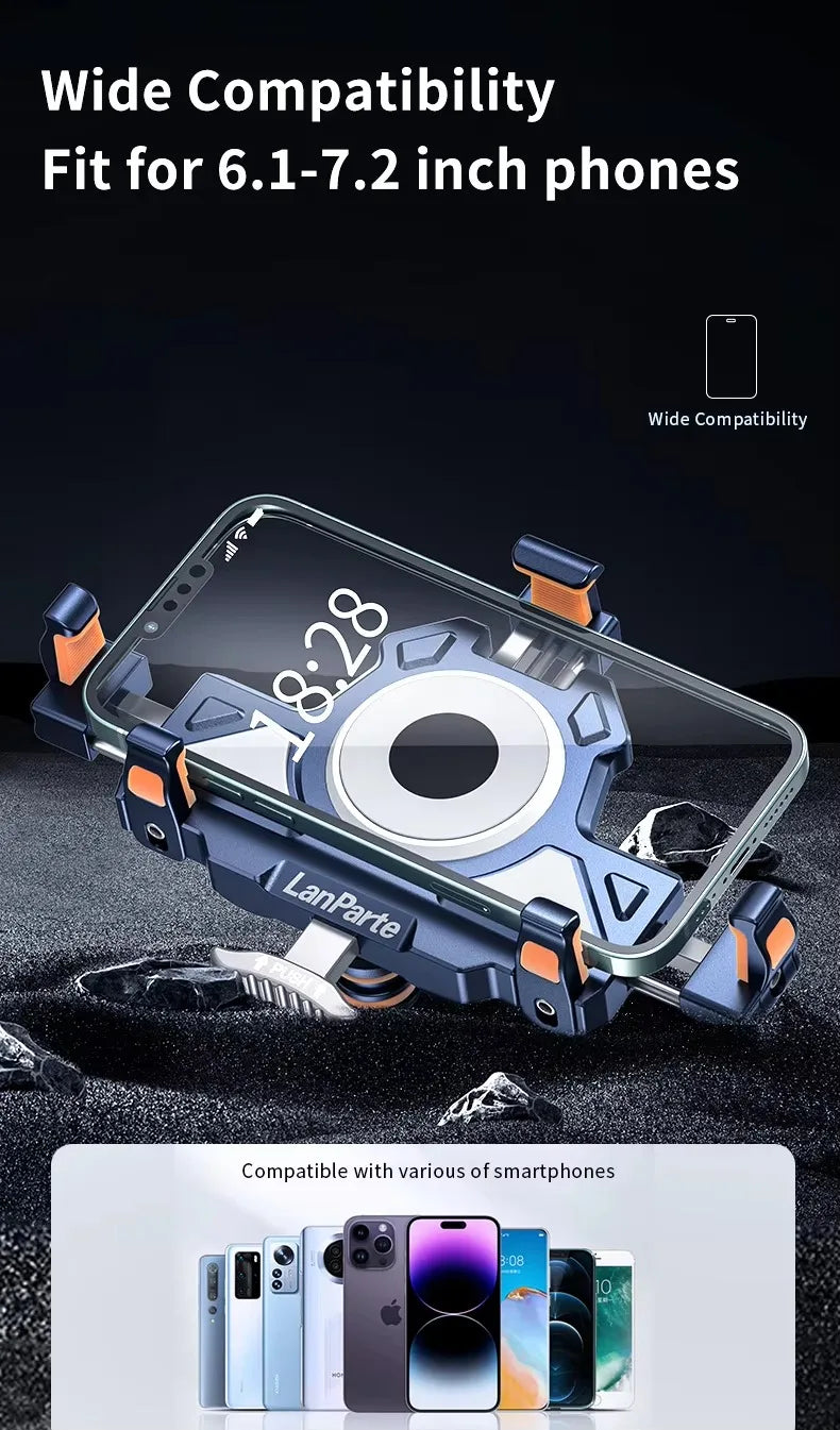 Metal Shockproof Motorcycle Phone Holder 4 Vibration Dampener 15W Wireless Charger Fast Charging Motorbike Bicycle Bike Stand