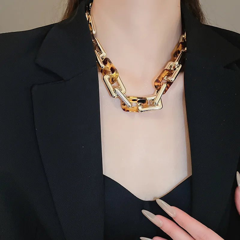 Europe and America Leopard Print Necklace Drop Earrings Bracelet