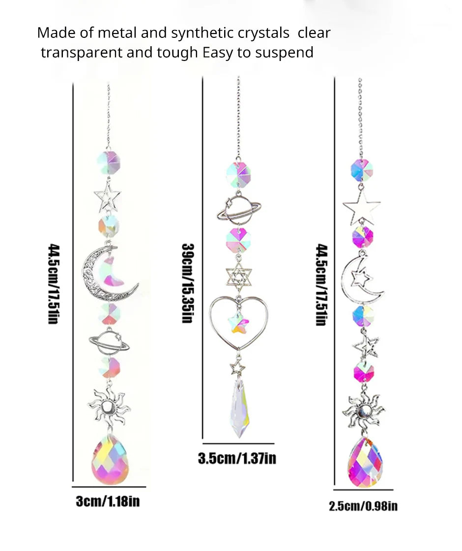 1 Pc Galaxy Star Moon Crystal Wind Chime Pendant for Home Decor Outdoor Garden Suncatcher Holiday Party Supplies