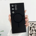 Metal Matte For Magsafe Magnetic Wireless Charger Case for Samsung S25 S24 S23 Ultra S22 Plus S21 Shockproof Soft Silicone Cover