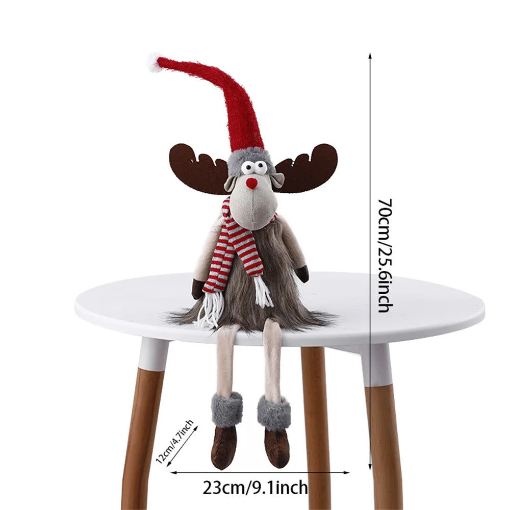 Christmas Large Standing Elk Dolls Navidad Figurine Ornaments With Lights Reindeer For Xmas Kid Gift 2023 New Year Home Decor