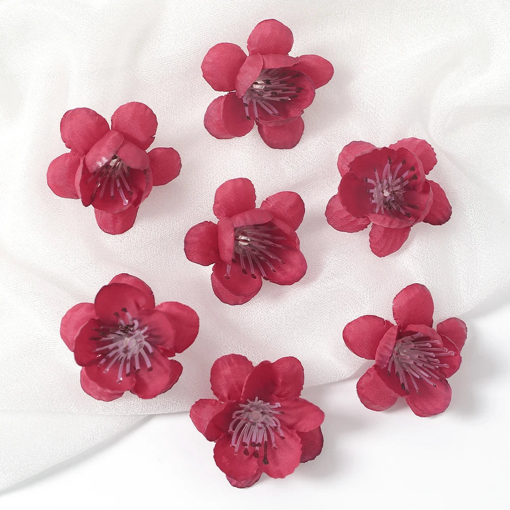 20/30Pcs Peach Blossom Artificial Flower Head For Wall Plant Home Room Decoration DIY Garland Valentine's Day Gift Wedding Decor