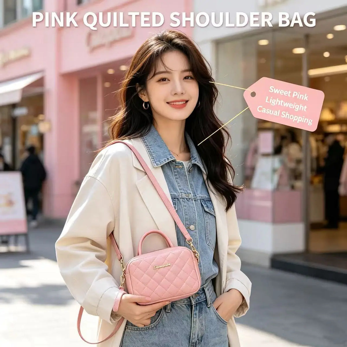 Women's Small Crossbody Bag Trend Diamond Grid embroidery Camera