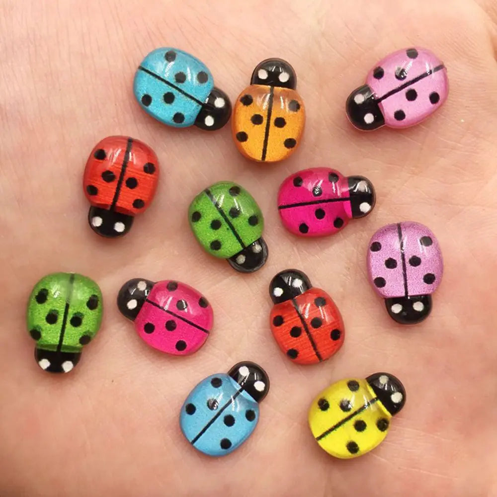 Resin 9mm*13mm Mini Cute Red Beetle Flatback Cabochon Rhinestone 60pcs DIY Scrapbook  Decor Home  Crystal Figurines Craft