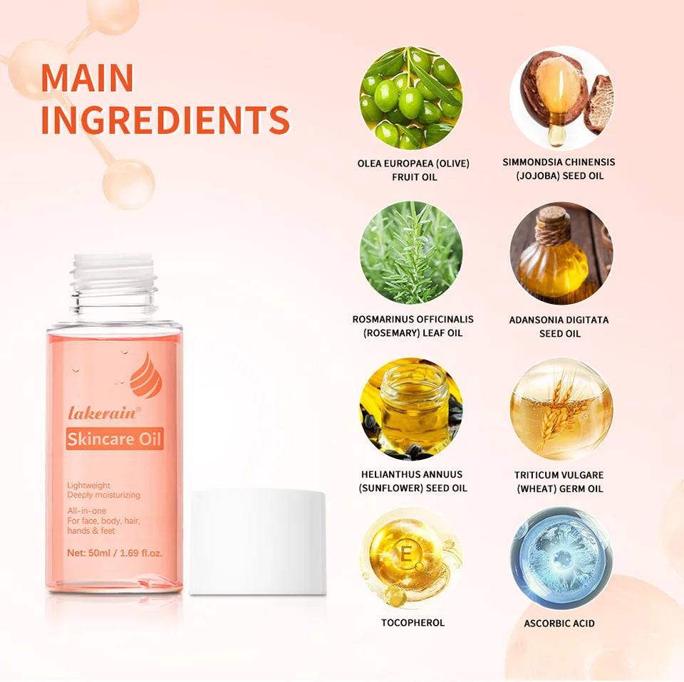 Bio Skincare Body Oil Face Body Moisturizer Improve Hair Health Fade Scars Vitamin A Vitamin E Oil Exfoliate Skin Care