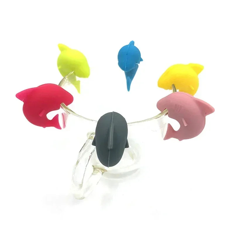 6Pcs Cool Wine Beer Glasses Recognizer Party Dedicated Suction Cup Wine Glass Silicone Label Marker Kitchen Bar Accessories Cute
