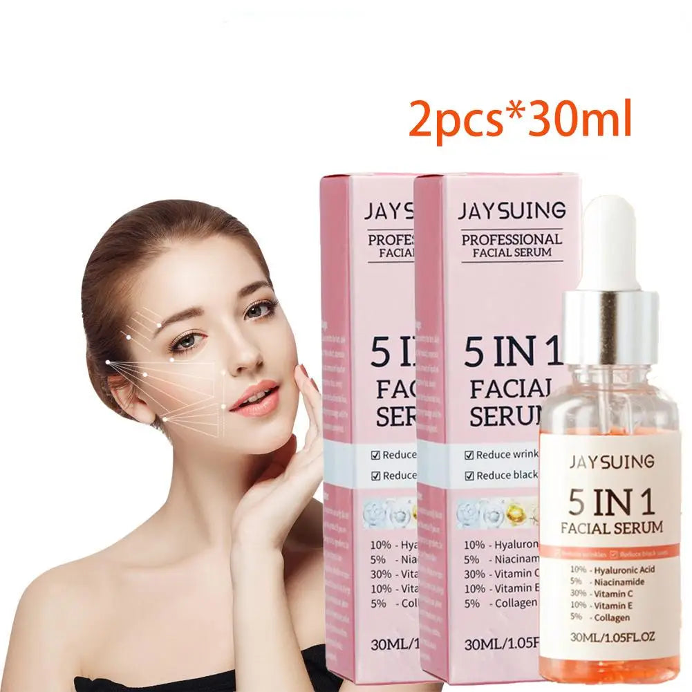 1/2/3pcs 30ml 5 In 1 Face Serum Moisturizing Vitamin C Hyaluronic Acid Facial Serum Shrink Pores Skin Care