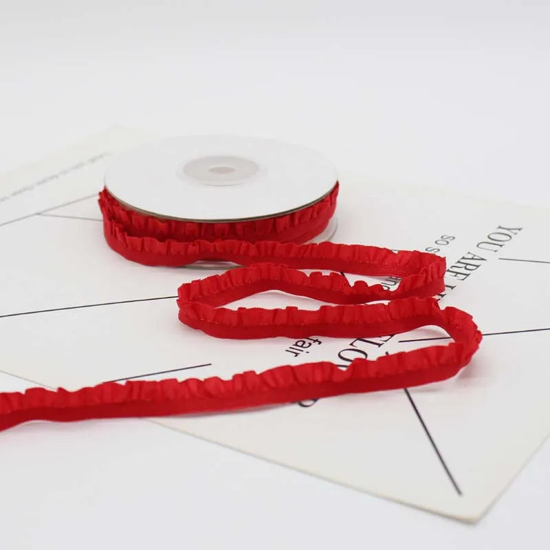 5yards 10mm Lace Elastic Ribbon Nylon Ruffled Pleated Elastic Band For Bra Waist Band Garment Lace Trim DIY Sewing Accessories
