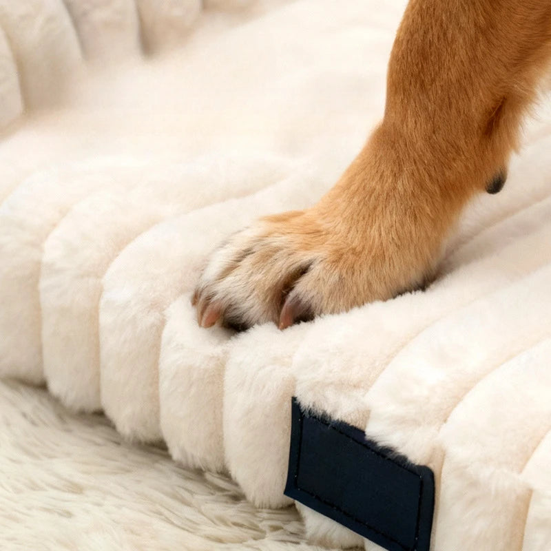 Striped Velvet Plush Pet Bed