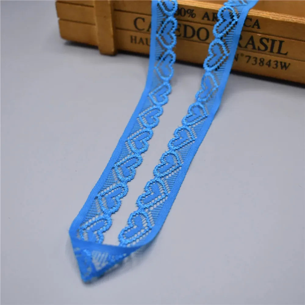 elastic lace ribbon Tape 18mm wide Trims heart-shaped stretch lace For Sewing decoration african lace fabric