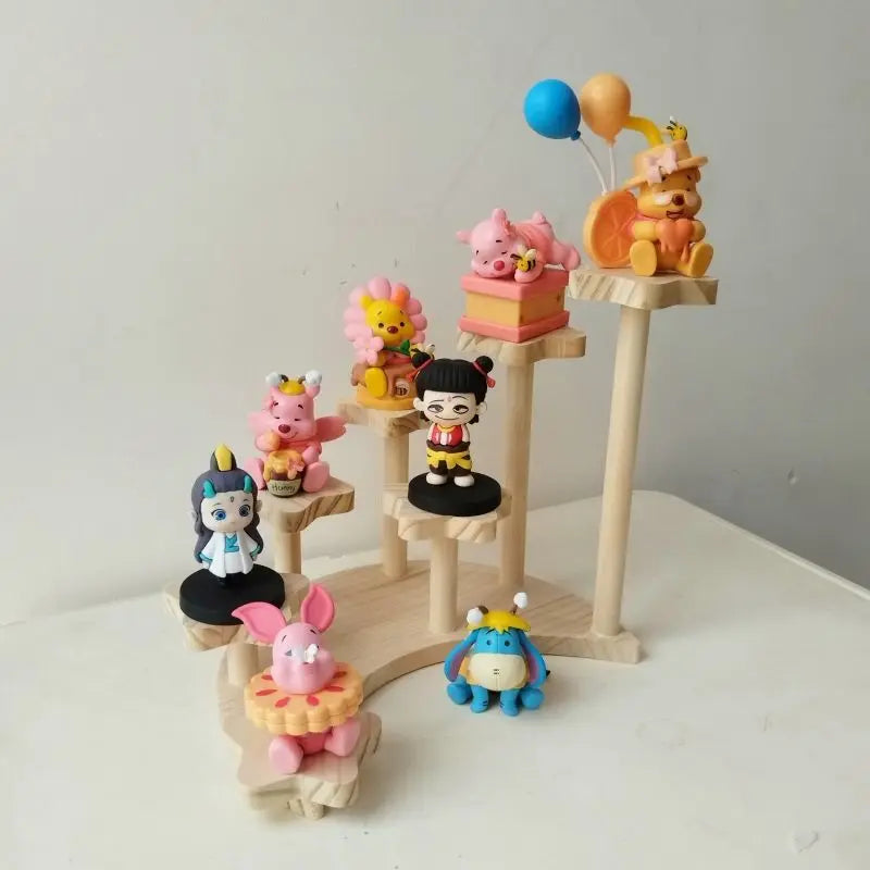 Home Storage Wood Handmade Storage Holders Desktop Doll Handmade Character Blind Box Ladder Storage Display Stand Organizer