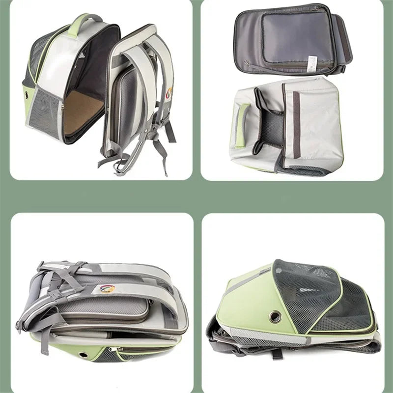 Portable Foldable Pet Carrier Bag Outdoor Cat Dog Breathable Travel Bag Pet Backpack Oxford FabricMesh Travel Collapsible