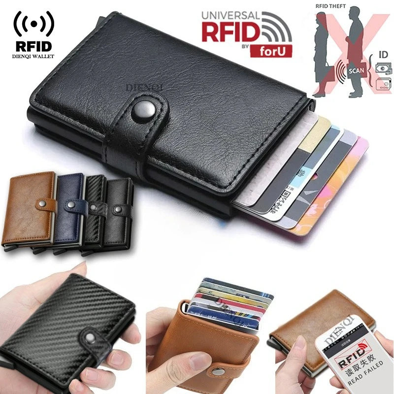 Rfid Visit Credit Card Holder Storage Luxury Small Smart Wallet Metal Business Cardholder Case Women Minimalist Walet for Men