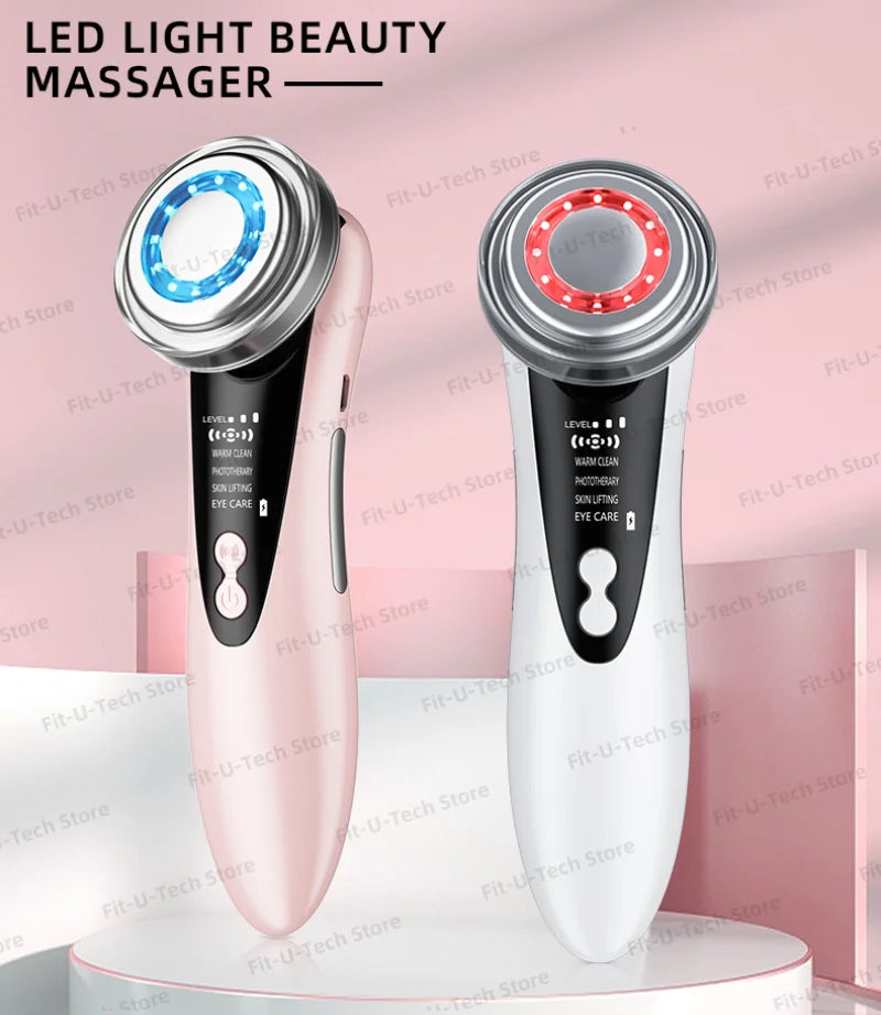 EMS Facial Massager LED Light therapy Sonic Ion Vibration Skin Tightening Face Lifting Anti Wrinkle Beauty Device Skin Care Tool