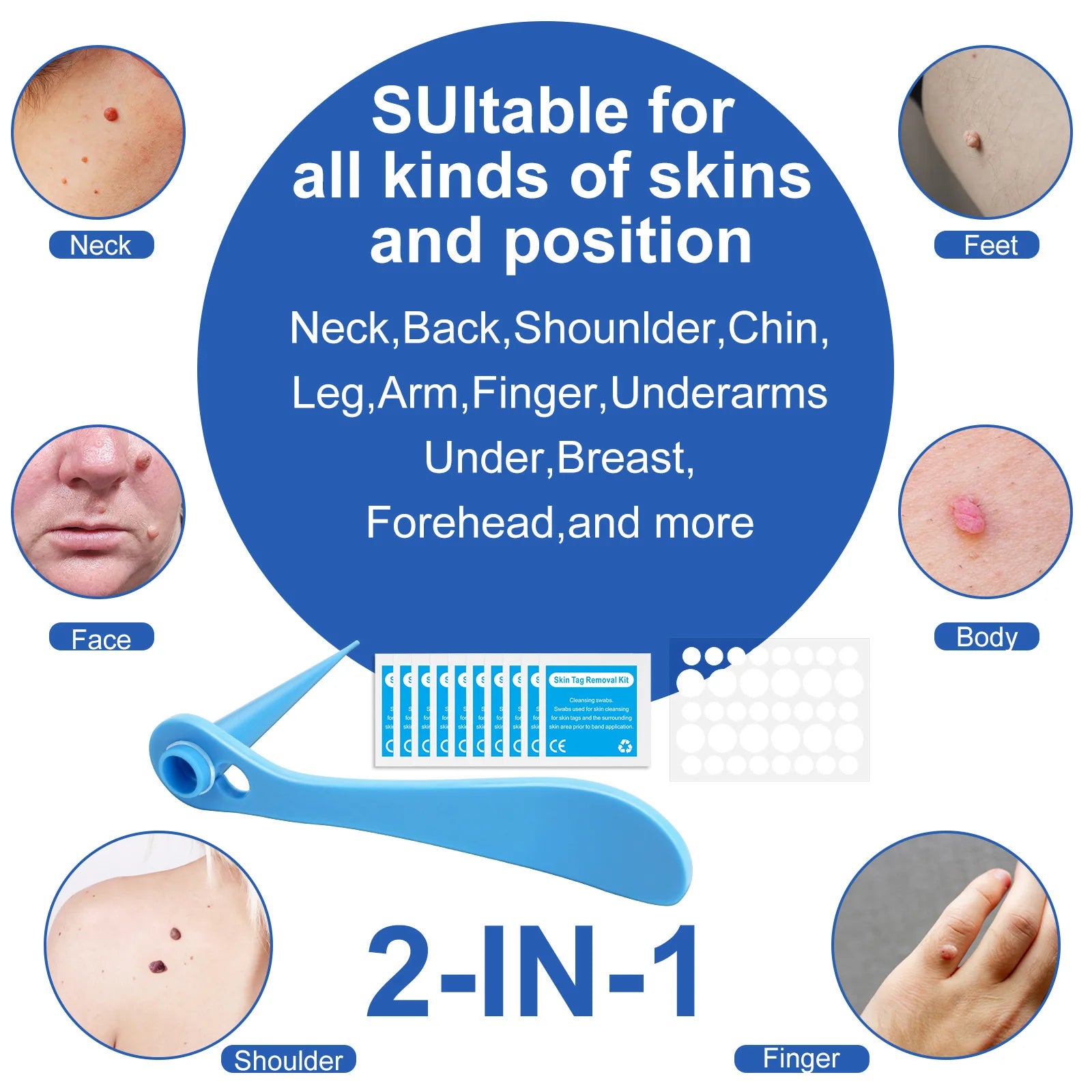 2 In 1 Auto Skin Tag Removal Kit Painless Mole Wart Remover Equipment Micro 1-9mm Treatment Tool Easy To Clean Skin Care Tool