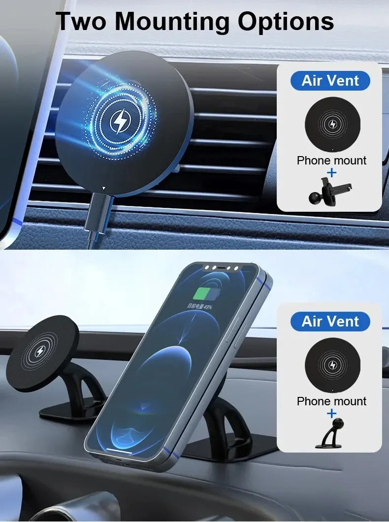 Magnetic Car Wireless Charger Magnet Fast Charging Station Car Phone Holder Mount for iPhone 17 16 15 14 13 Pro Max Min Macsafe